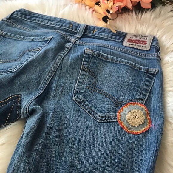 ♥️SOLD♥️BIG STAR festival bell bottoms up-Cycled - Picture 5 of 8